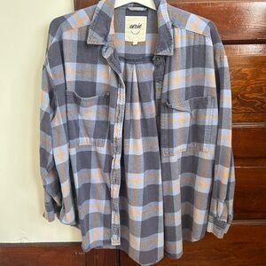 Aerie blue and Orange Plaid Shirt